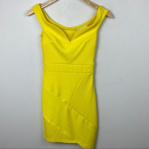 NWT Miss Selfridge Yellow Mini Dress Asymmetric Hem Size 0 New With‎ Tags Boho - Picture 12 of 13